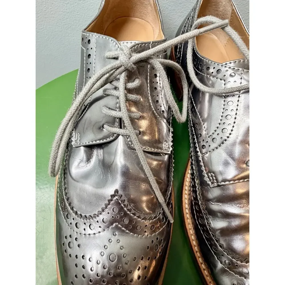 Banana Republic Goodyear Welt Oxford Leather Shoes Silver SIZE 6.5 M NEW